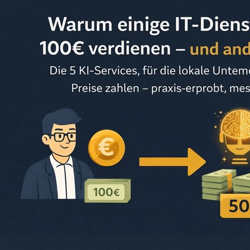 Warum einige IT-Dienstleister 100 € verdienen – und andere 5.000 €: Die 5 KI-Services, für die lokale Unternehmen Premium-Preise zahlen