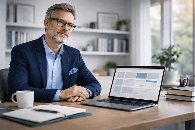 Nachdenklicher Mann im modernen Büro