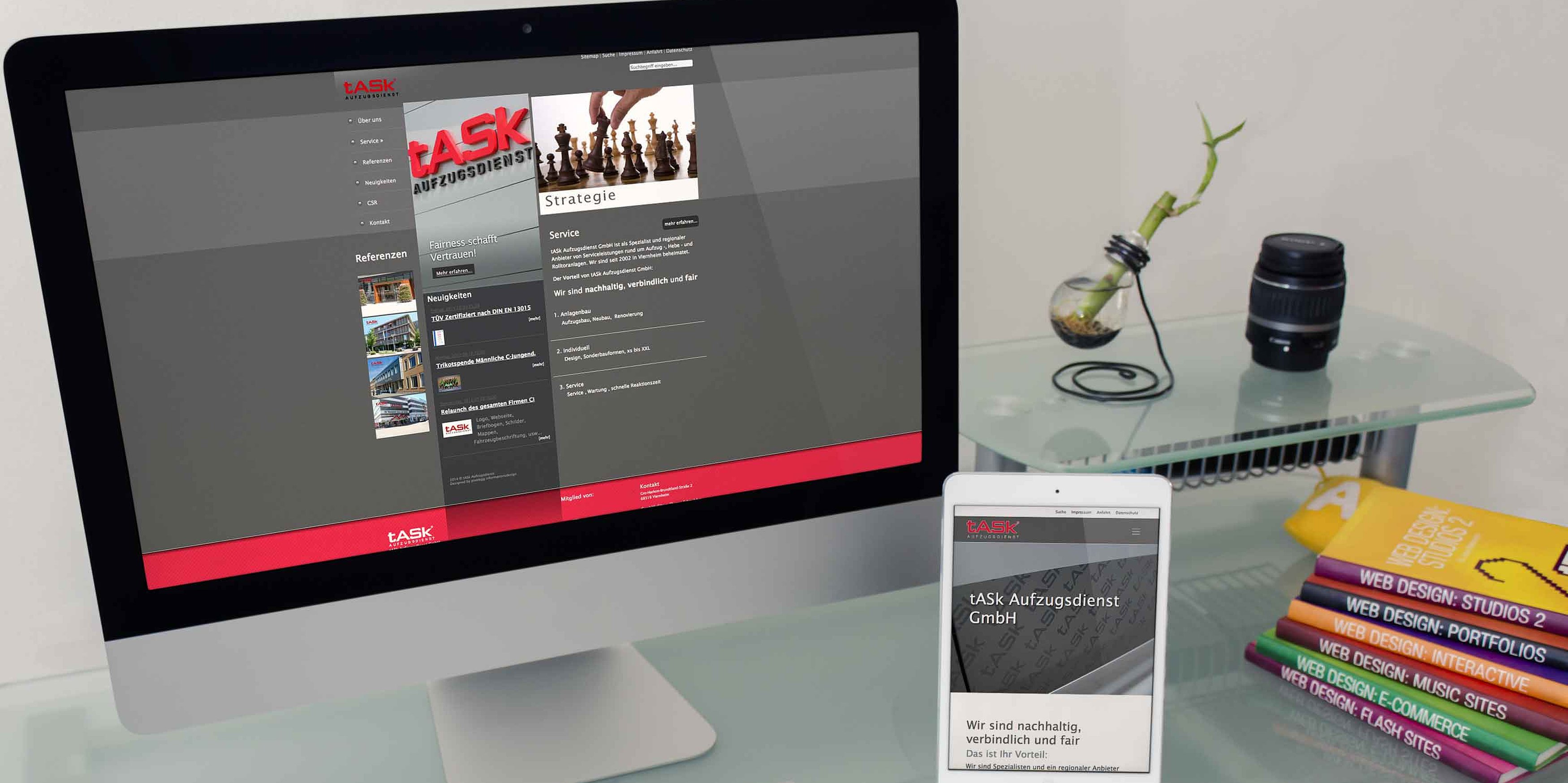 Webseite tASk Aufzugsdienst